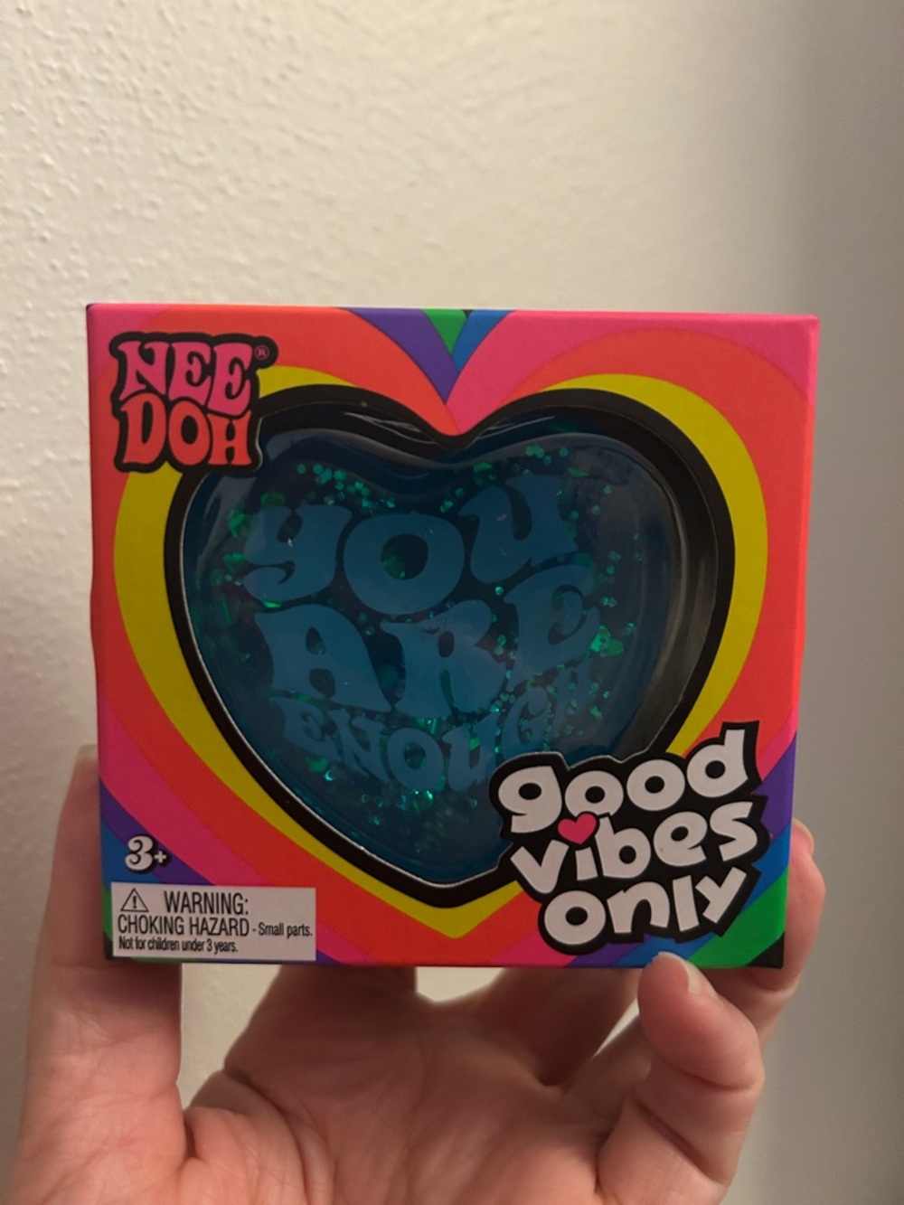 Nee Doh Good Vibes Only Heart Stress Ball - Blue - You Are Enough